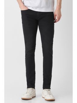 Peter England - Men Black Cotton Blend Skinny Fit Jeans
