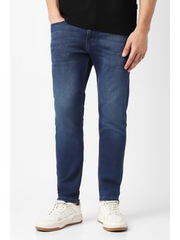 Peter England - Men Navy Blue Cotton Blend Regular Fit Jeans