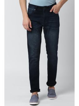 Peter England - Men Navy Blue Cotton Blend Slim Fit Jeans