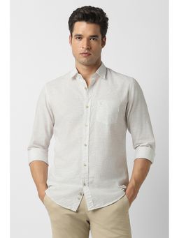 Peter England - Men White Cotton Slim Fit Shirt