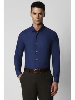 Van Heusen - Men Navy Blue Polyester Blend Regular Fit Shirt