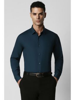 Van Heusen - Men Navy Blue Polyester Blend Regular Fit Shirt