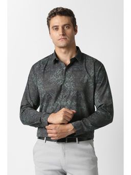 Van Heusen - Men Grey Polyester Blend Regular Fit Shirt