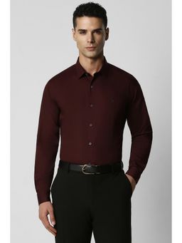 Van Heusen - Men Maroon Polyester Blend Regular Fit Shirt