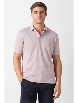 Van Heusen - Men Pink Cotton Blend Regular Fit Polo T-Shirt
