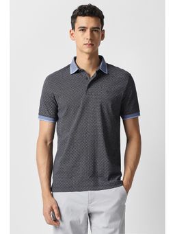 Van Heusen - Men Black Cotton Regular Fit Polo T-Shirt