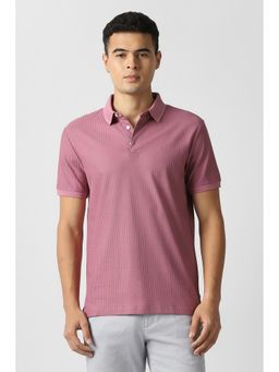 Van Heusen - Men Pink Cotton Regular Fit Polo T-Shirt