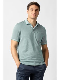 Van Heusen - Men Green Cotton Blend Regular Fit Polo T-Shirt