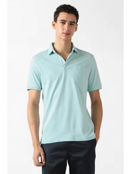 Van Heusen - Men Blue Cotton Blend Regular Fit Polo T-Shirt