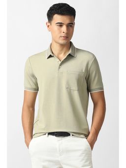Van Heusen - Men Green Polyester Blend Regular Fit Polo T-Shirt