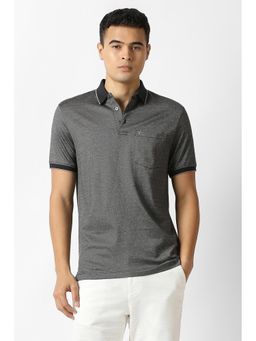 Van Heusen - Men Black Cotton Regular Fit Polo T-Shirt