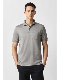 Van Heusen - Men Grey Cotton Regular Fit Polo T-Shirt