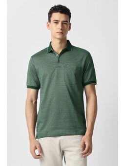 Van Heusen - Men Green Cotton Regular Fit Polo T-Shirt