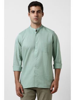 Van Heusen - Men Green Cotton Blend Regular Fit Shirt