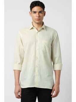 Van Heusen - Men Beige Cotton Blend Regular Fit Shirt