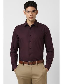 Van Heusen - Men Maroon Cotton Regular Fit Shirt