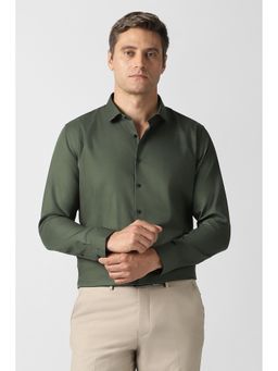 Van Heusen - Men Olive Cotton Regular Fit Shirt