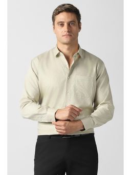 Van Heusen - Men Beige Cotton Regular Fit Shirt