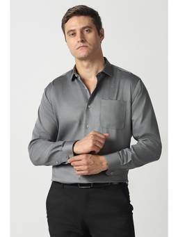 Van Heusen - Men Grey Cotton Regular Fit Shirt
