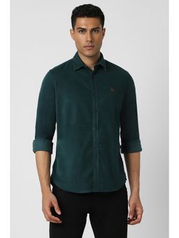 Van Heusen - Men Green Cotton Blend Regular Fit Shirt