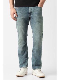 Van Heusen - Men Blue Cotton Blend Regular Fit Jeans