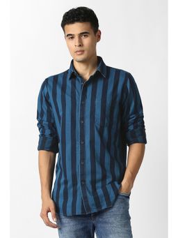 Van Heusen - Men Navy Blue Cotton Regular Fit Shirt