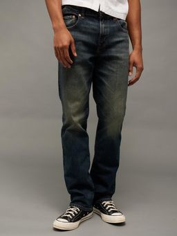 American Eagle - Men Navy Blue Cotton Blend Bootcut Fit Jeans