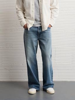 American Eagle - Men Blue Cotton Blend Wide Fit Jeans