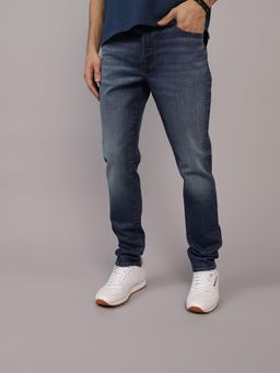 American Eagle - Men Navy Blue Cotton Blend Skinny Fit Jeans