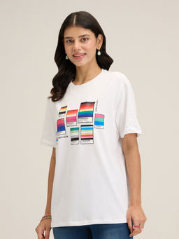 Twenty Dresses by Nykaa Fashion - Basics White Abstract Graphic Printed Pride Tshirt