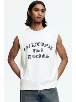 H&M - Men White Loose Fit Printed Vest Top