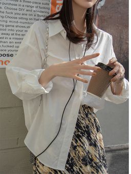 Outzidr - White Oversized Poplin Shirt