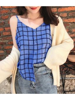 Outzidr - Blue Patterned Vest Top