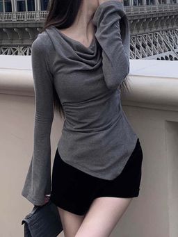 Outzidr - Grey Longline Fitted Party Top