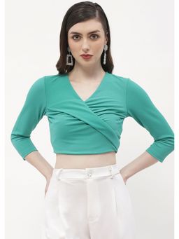 Madame - Surplice Neck Jade Green Crop Top