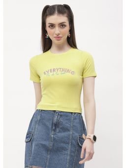 Madame - Typography Lemon Yellow Crop T-Shirt