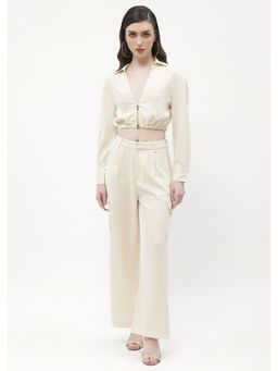 Madame - Metal Clasp Beige Balloon Crop Top