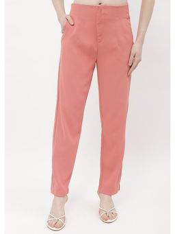 Madame - Front Pleated Blush Peach Tapered Trousers