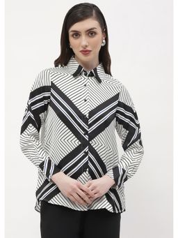 Madame - Geometric Print Black Regular Shirt