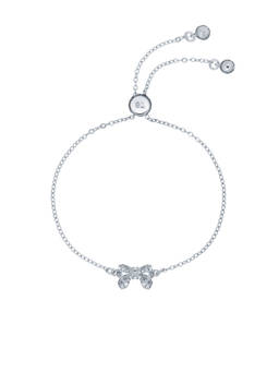 Ted Baker - Carsaa Silver Tone Crystal Petite Bow Drawstring Bracelet