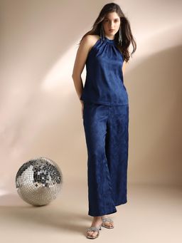 Globus - Women Blue Top & Trousers Party Co-ord Set