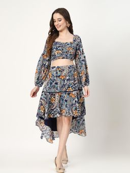 COSMIC TRIO - Chiffon Top with High Low Skirt co-ord set