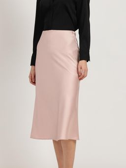 FableStreet - Satin A-Line Skirt - Pink