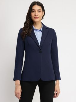 FableStreet - Single Breasted Blazer - Navy Blue
