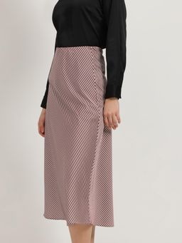 FableStreet - Satin Flared Skirt - Dusty Pink