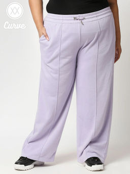 Twenty Dresses by Nykaa Fashion - Curve Purple Solid Straight Basics Sweatpants
