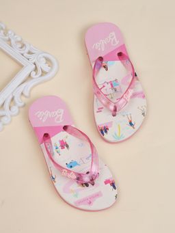 Kidsville - Girls Pink Official Barbie Printed Flipflops
