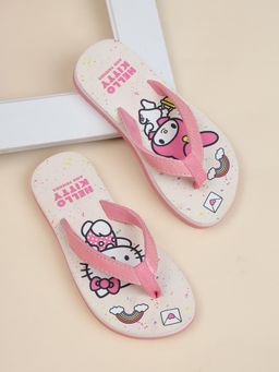Kidsville - Girls Pink Official Hello Kitty Printed Flipflops