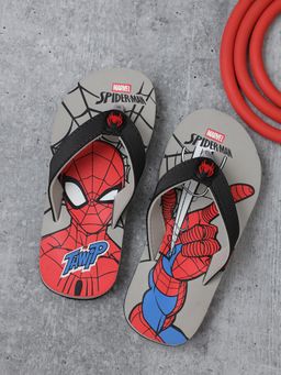Kidsville - Boys Grey Official Marvel Comics Spider-Man Printed Flipflops
