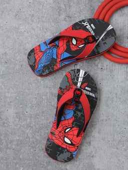 Kidsville - Boys Black Official Marvel Comics Spider-Man Printed Flipflops